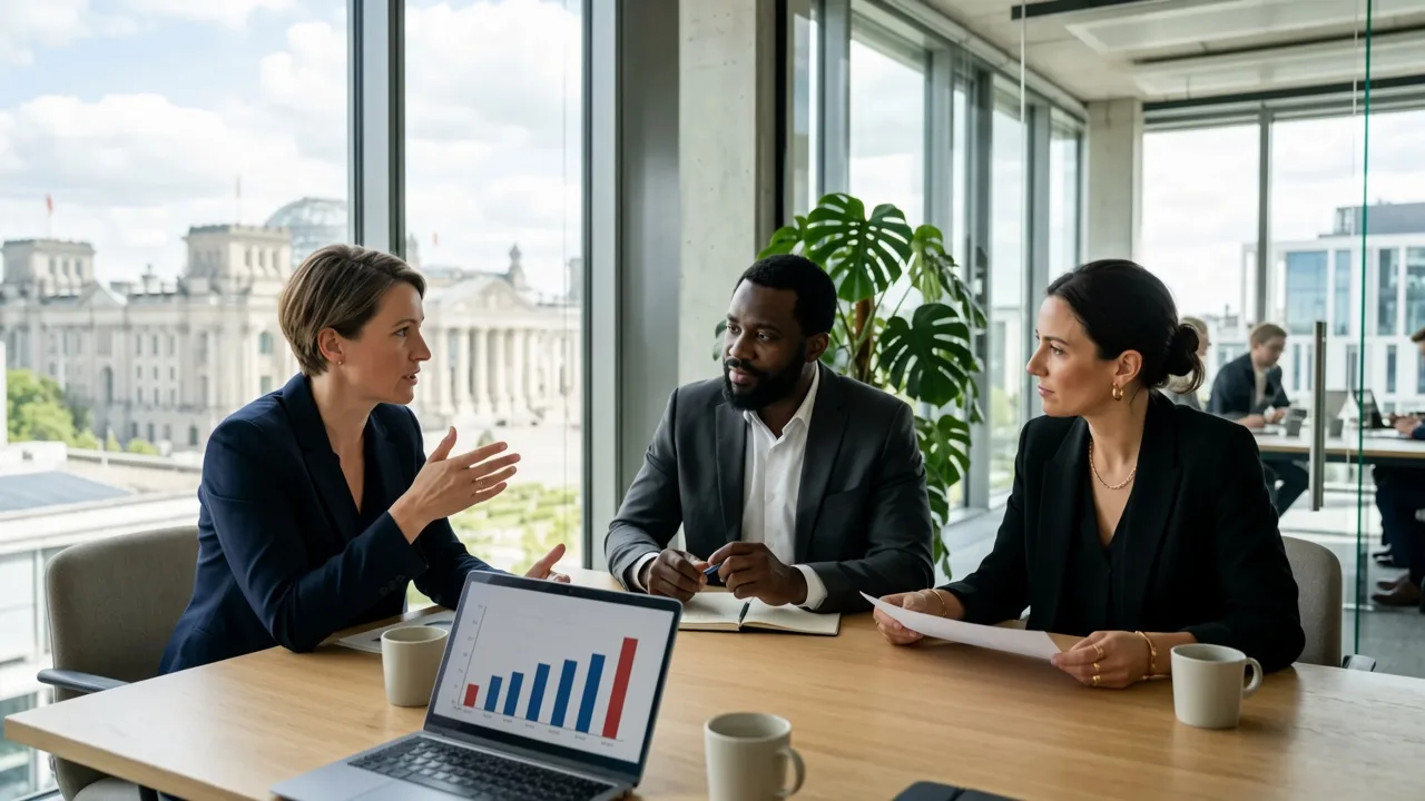 Professionelles Team-Meeting in einem modernen Berliner Büro – Karrierewerk.